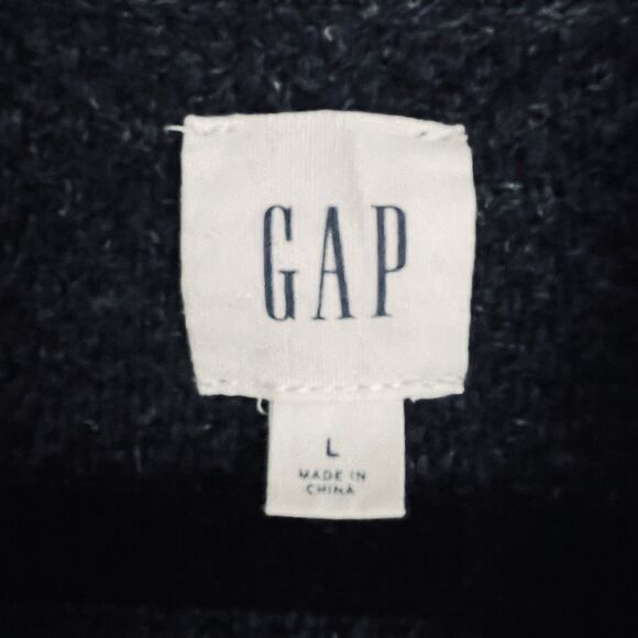 Vtg Gap Cardigan Sweater Men L Navy Blue Fleck Grandpa Chunky Knit Shawl Collar - Picture 4 of 13